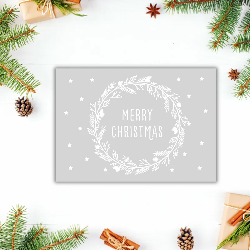 Aufkleber Kranz "Merry Christmas" S/W