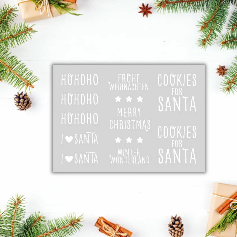 Aufkleber "Ho Ho Ho Cookies for Santa" S/W