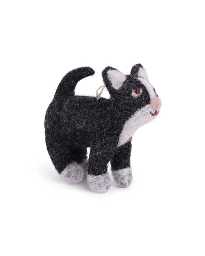 Schwarzer Katzen Filzanhänger von Gry & Sif