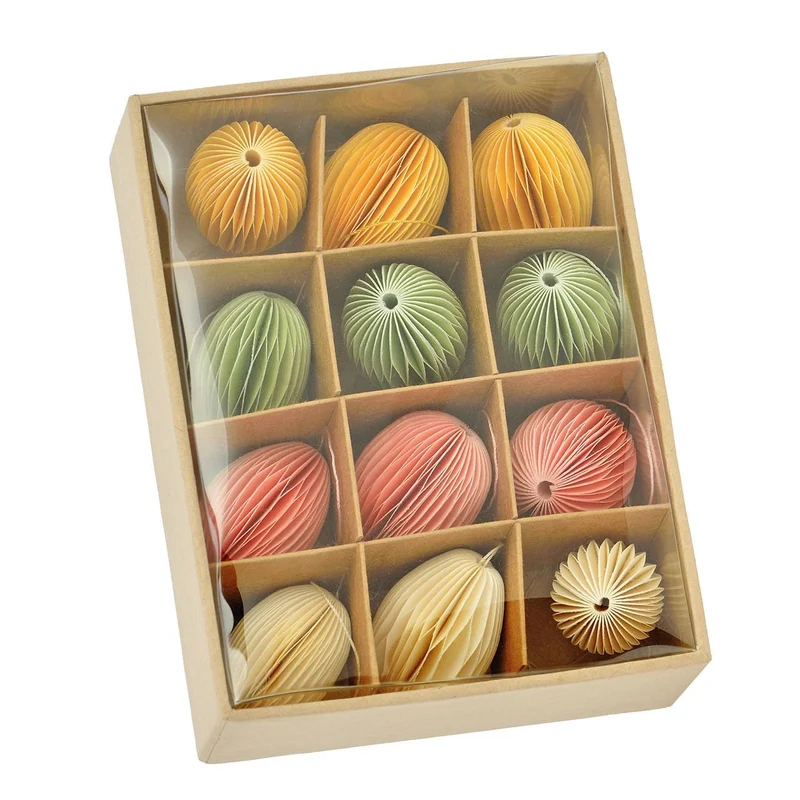Ostereier zum Hängen aus Papier (12er Set) Honeycomb