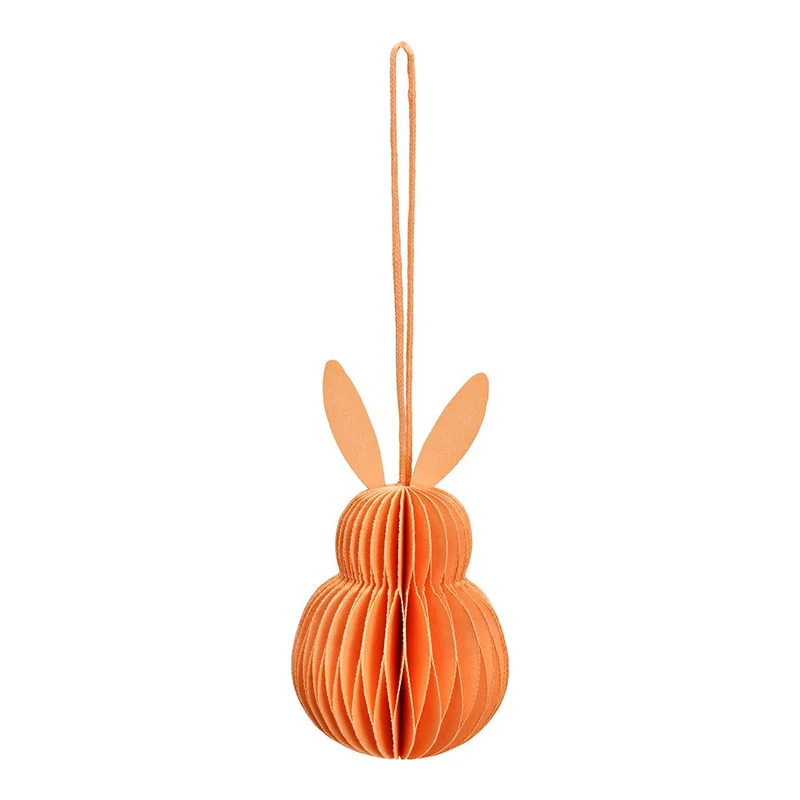 Osterhase zum Hängen aus Papier Orange Honeycomb