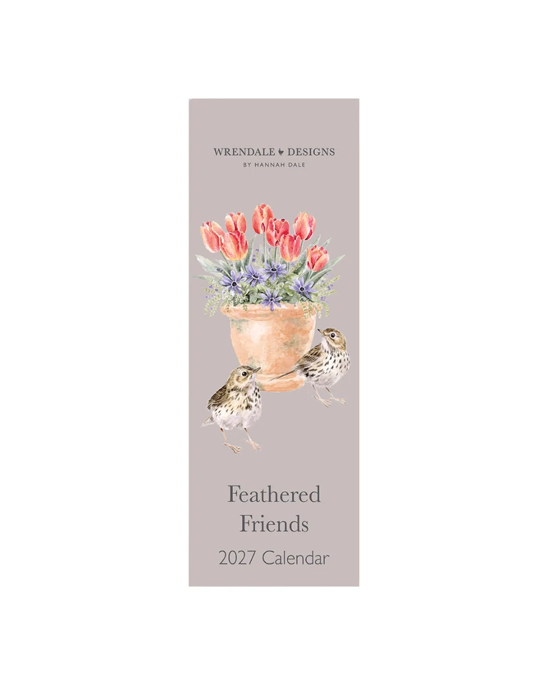 Vogel Streifenkalender 2027 "Feathered Friends" von Wrendale Designs