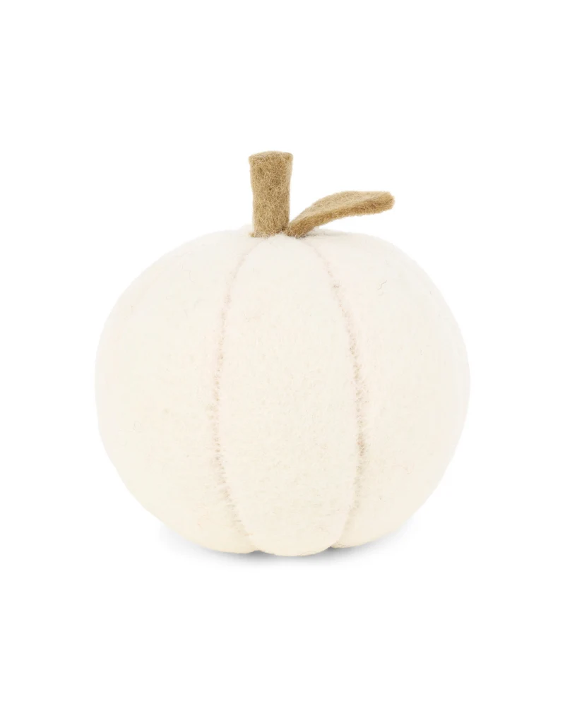 Weißer Deko-Filzkürbis von Gry & Sif (Höhe 12 cm)