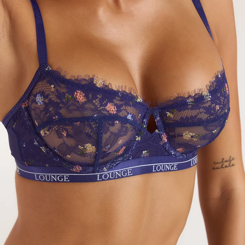 Bedruckter Entice Balcony BH - Florales Marineblau