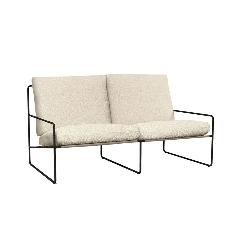 Sofa Desert 2-Sitzer Pure Bouclé/Schwarz Outdoor - ferm LIVING