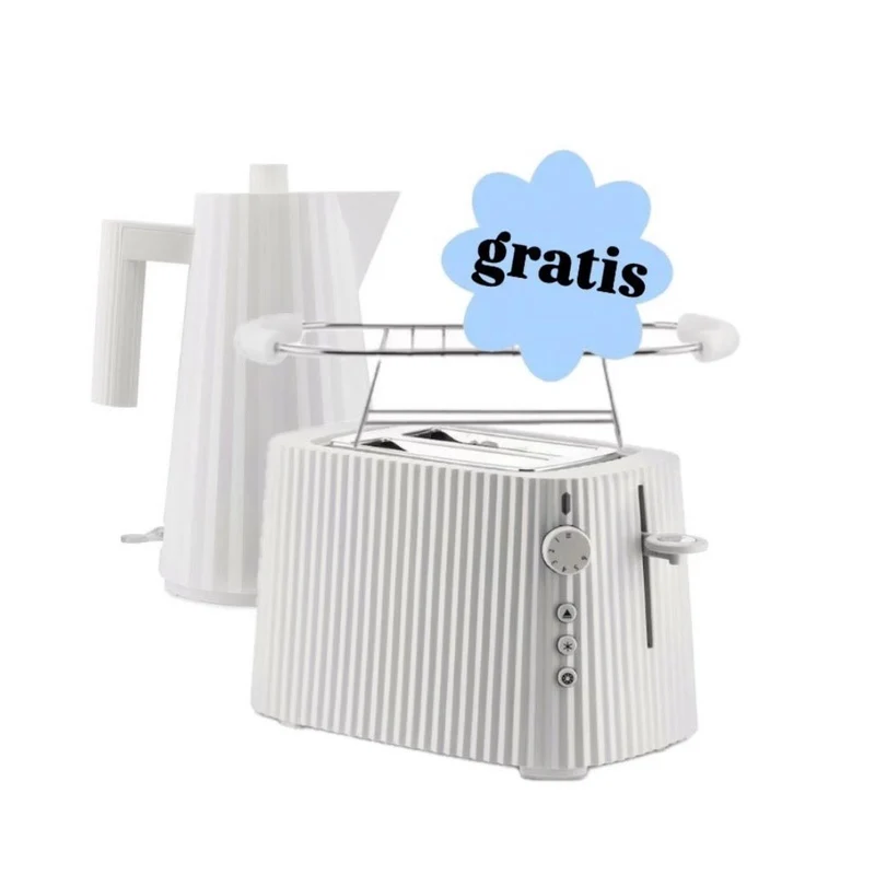 Alessi Plissé Set Weiß – Wasserkocher 1,7 L + Toaster + Gratis Aufsatz