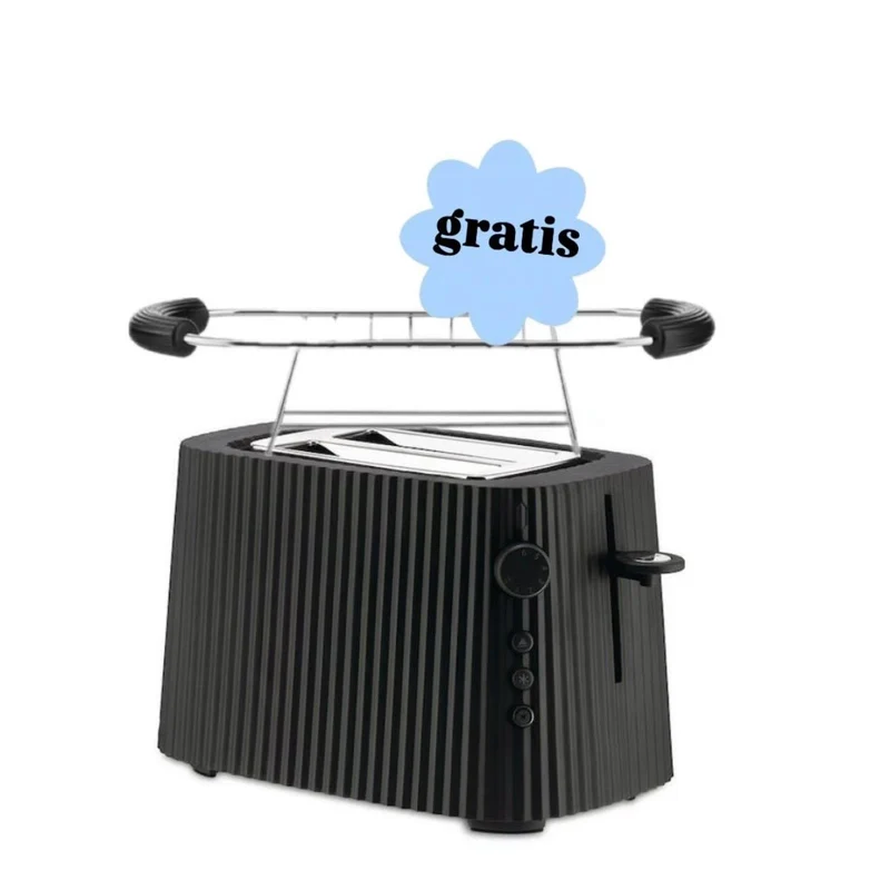 Alessi Toaster Plissé Schwarz + Gratis Aufsatz Schwarz