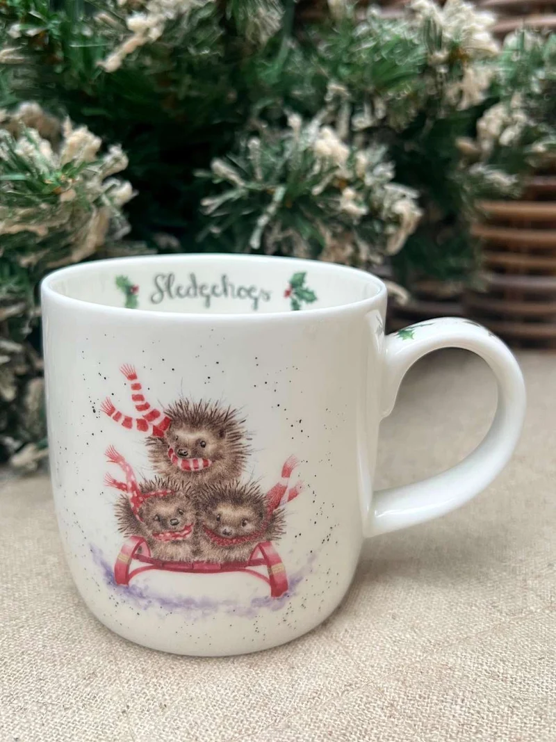 Igel Schlittenfahrt Weihnachtstasse von Wrendale Designs