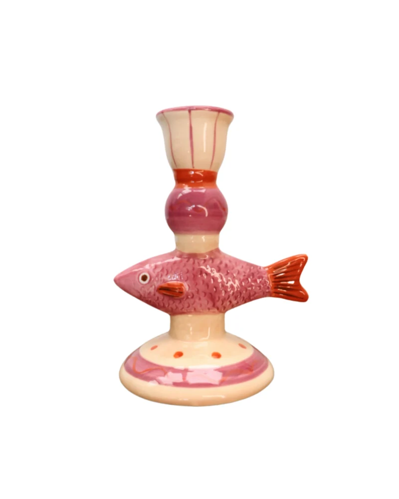Pinker Fisch-Kerzenständer "Dolomite" von J. Kersten