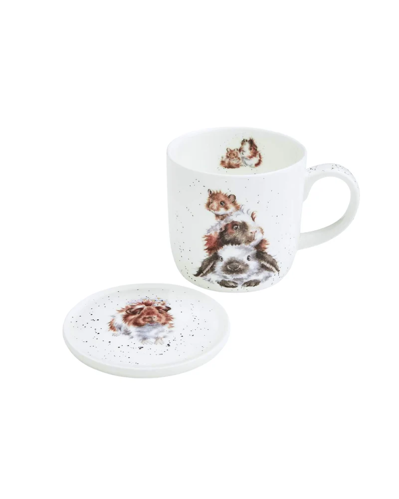 Nagetiere Tasse mit Deckel "Piggy in the Middle" von Wrendale Designs