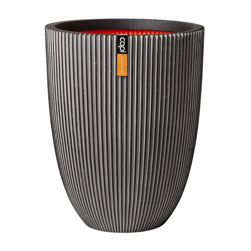 Übertopf elegant niedrig Groove anthrazit | 34x46 cm
