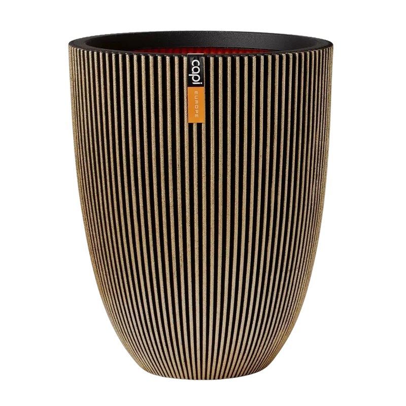 Blumentopf elegant niedrig Groove schwarz gold | 34x46 cm