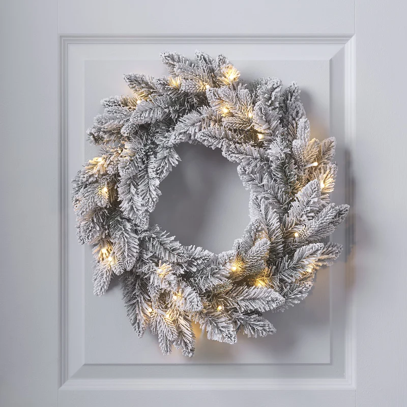 50cm Weihnachtskranz mit Schnee beleuchtet