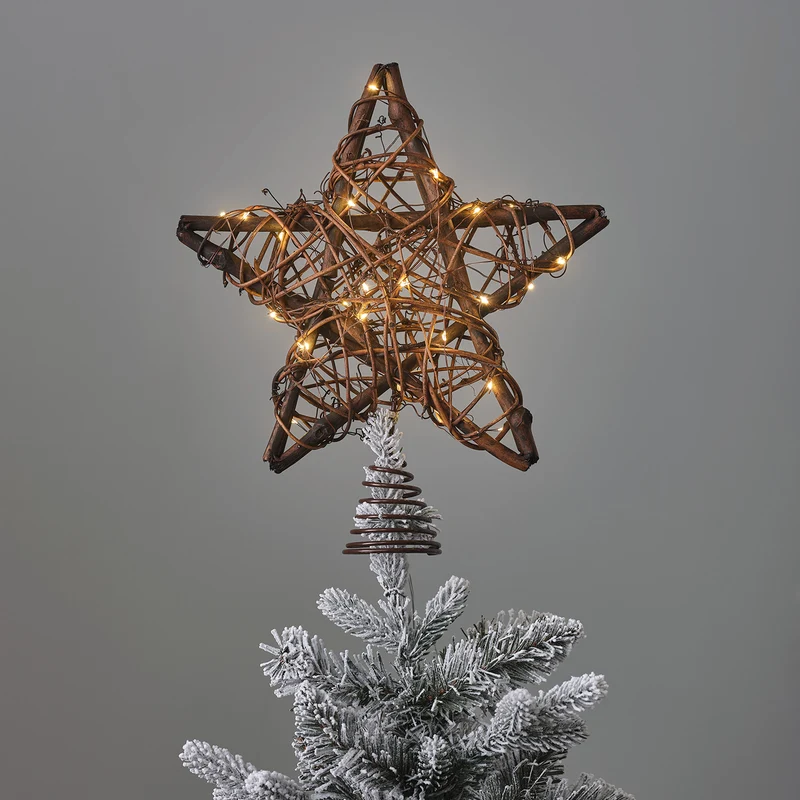 LED Stern Weihnachtsbaumspitze Rattan