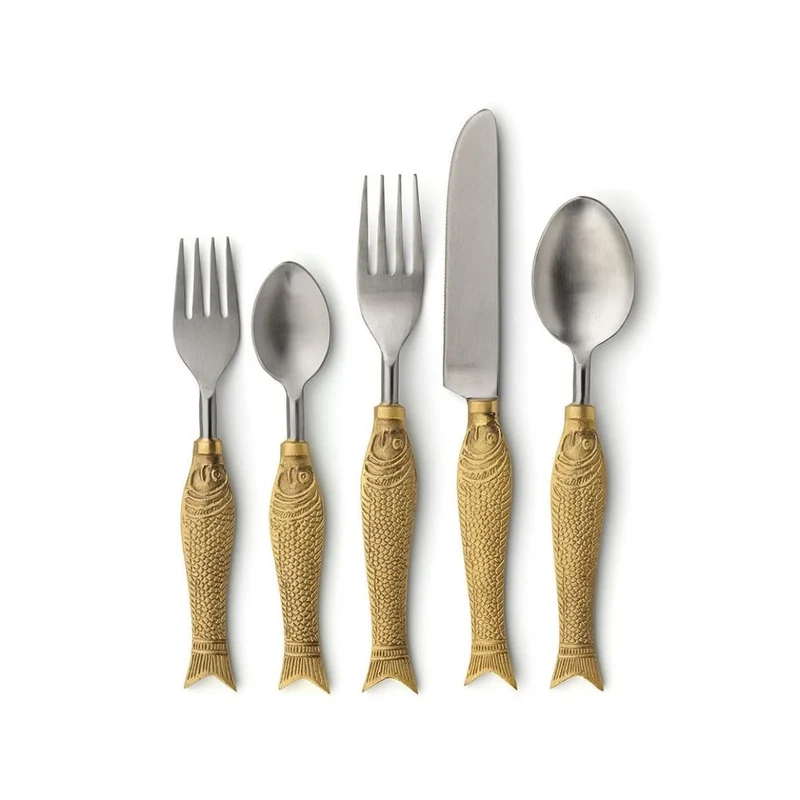 Mare Gold – Designbesteck mit Fischgriff