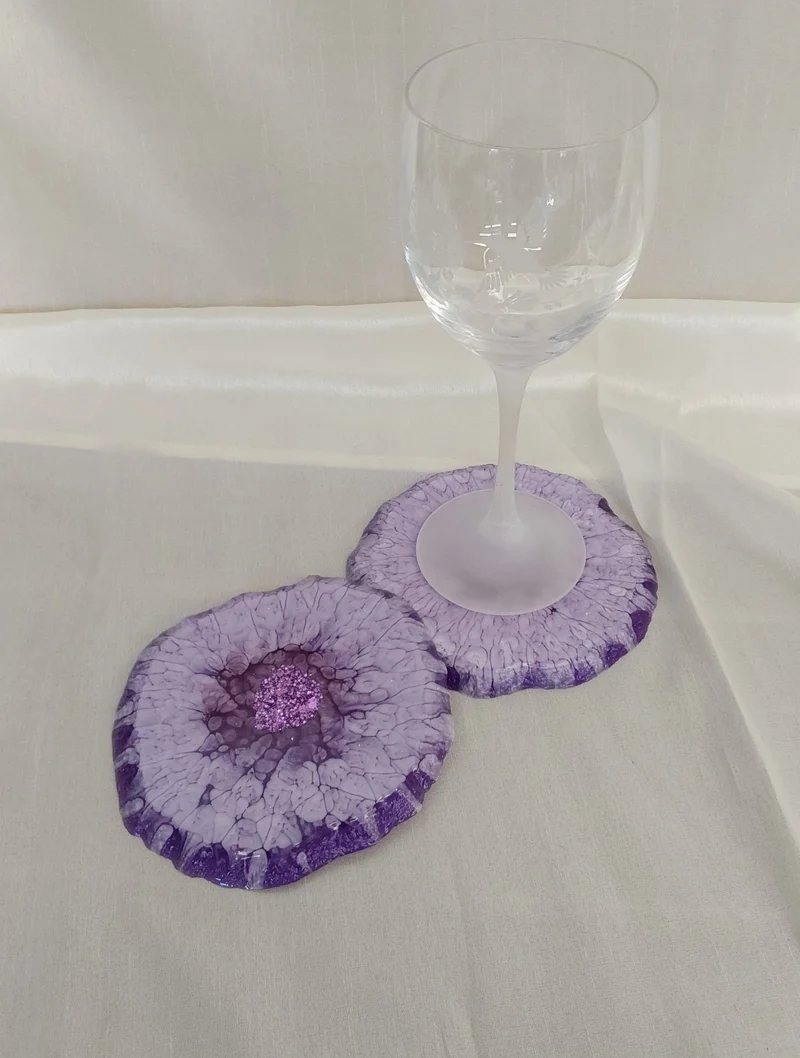 Resin Untersetzer 2er Set Lila