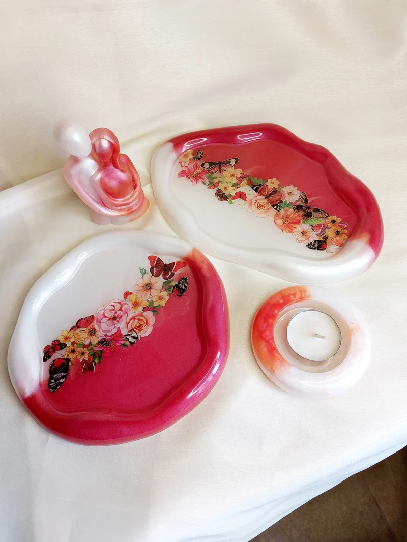 Resin Tabletts Figur Teelicht Set
