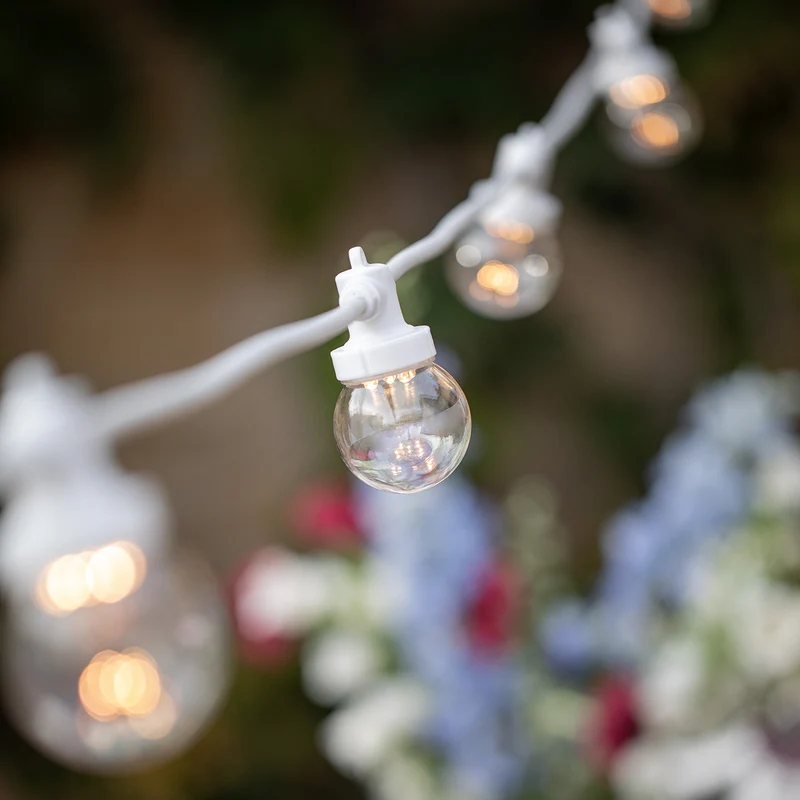 Pro Connect von 105m 210er Party Lichterkette warmweiß transparente Birnen koppelbar weißes Kabel