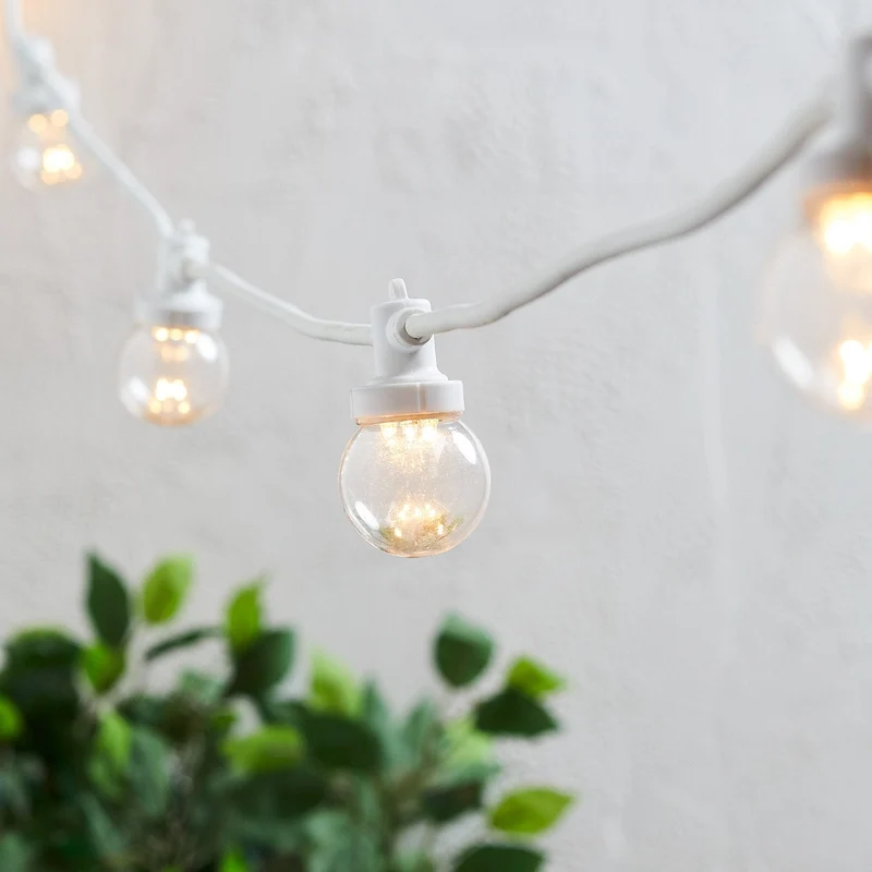 Pro Connect von 125m 250er Party Lichterkette warmweiß transparente Birnen koppelbar weißes Kabel