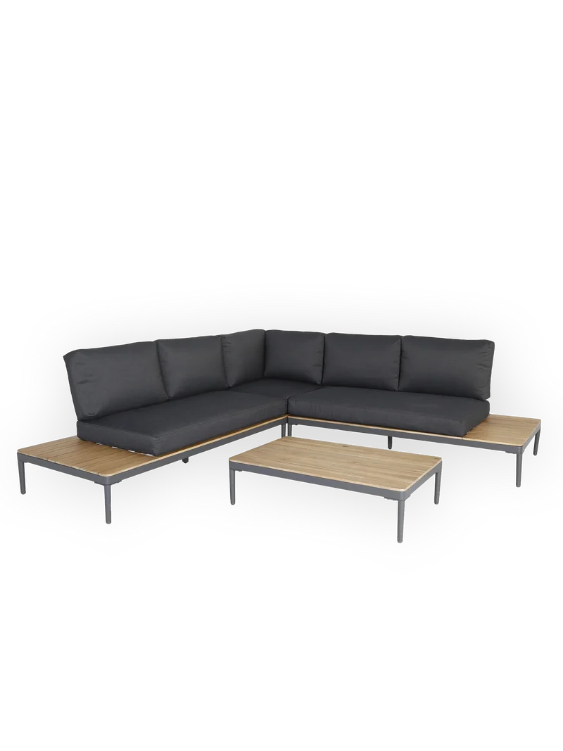 Outdoor Ecklounge Göteborg mit Tisch, Akazie - anthrazit, natur