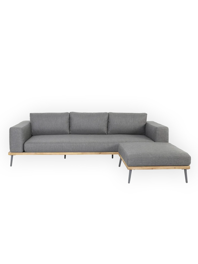 Outdoor Lounge mit Hocker „Vive“ – Akazie in Teak-Optik