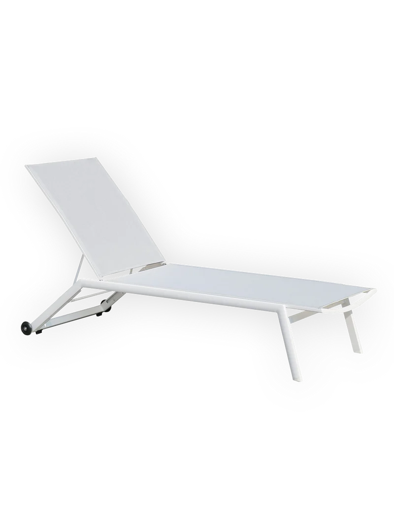 Sonnenliege Atlantik mit Rollen, Aluminium - weiß