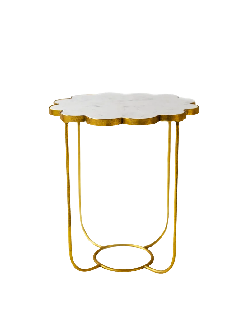 Beistelltisch Marble Gold Bloom, Metall - gold, Blumenform, Marmor