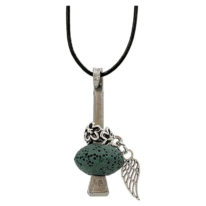 Hufnagel Schmuck mit Lavastein grün und Engelsflügel