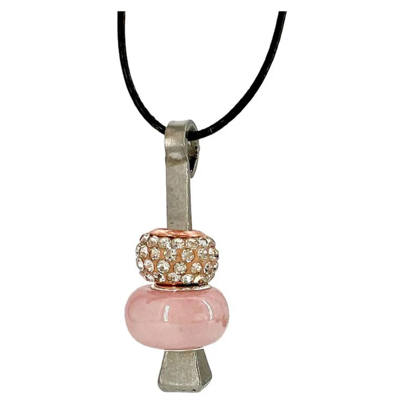 Hufnagel Schmuck mit rosa Porzellanperle und Glitzerring