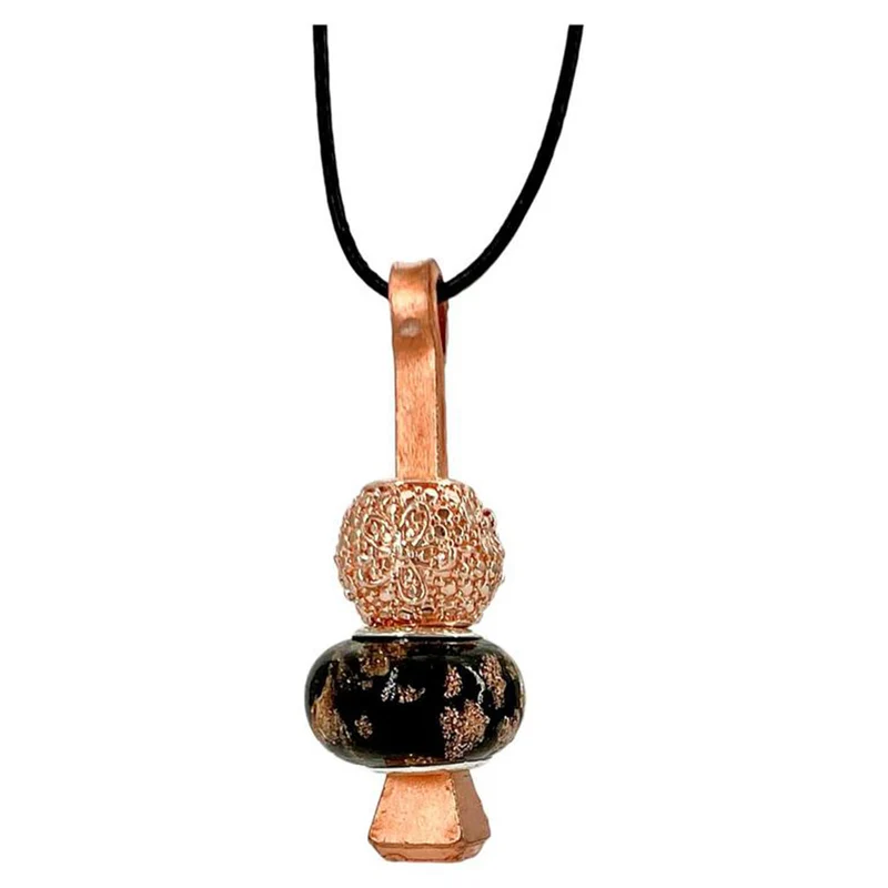Hufnagel Schmuck kupfer mit Murano-Glasperle und Glitzerring