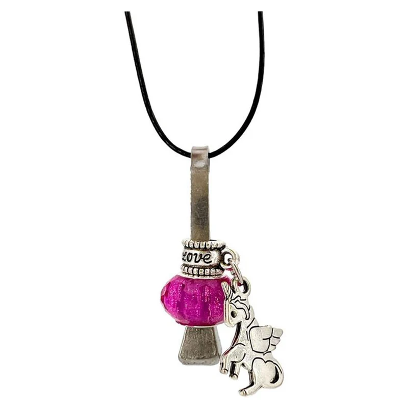 Hufnagel Schmuck mit rosa Perle und Einhorn-Anhänger