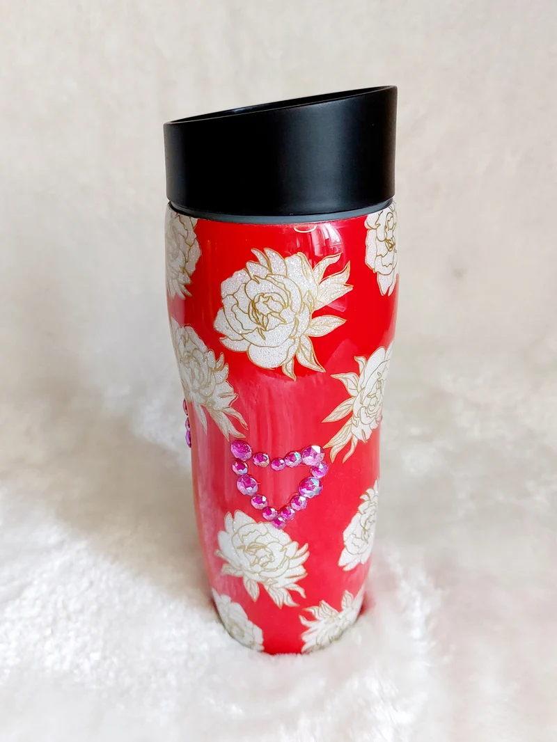 Tumbler Rosen Rot Strasssteine