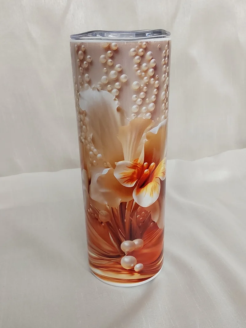 Tumbler 3D Lilie Perlen sublimiert