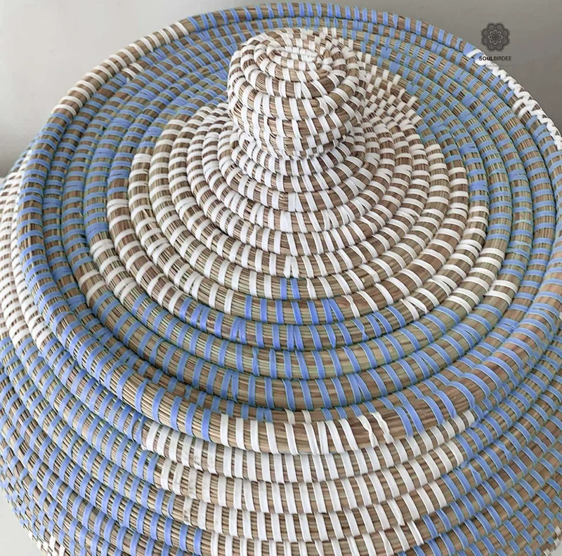 Ethno Korb "Nairobi" Weiss-Blau