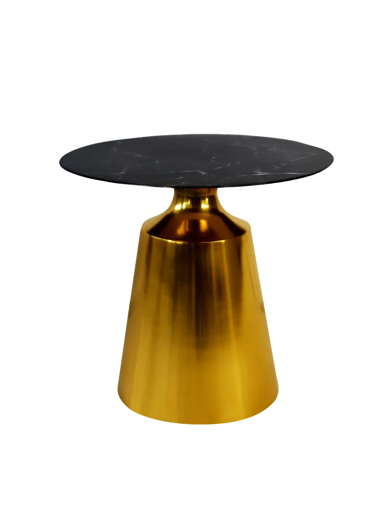 Beistelltisch Black Marble, Stein, Metall - gold, schwarzer Marmor