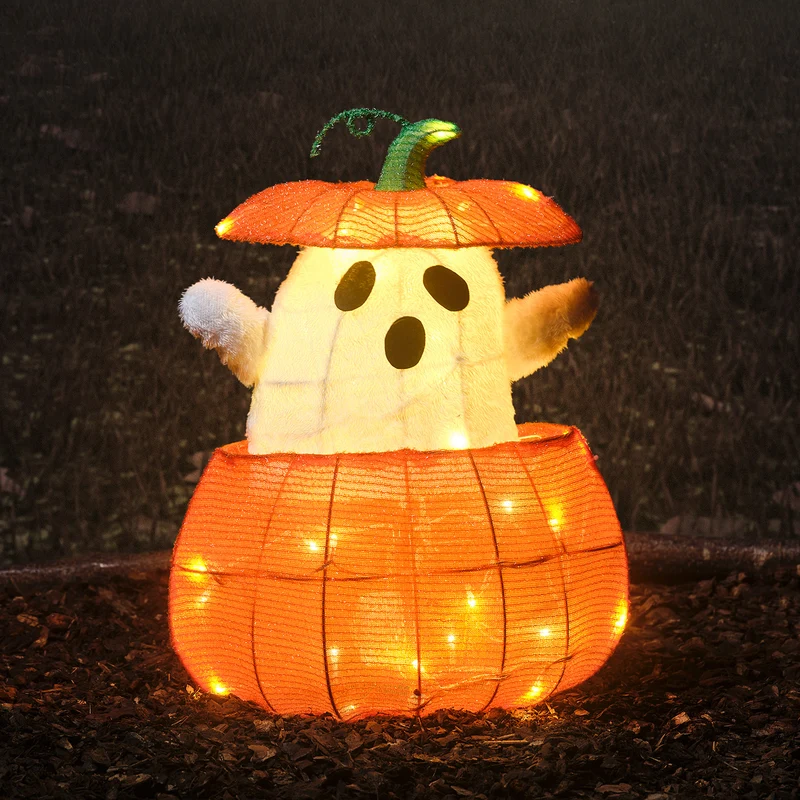 Animierter LED Geist im Kürbis