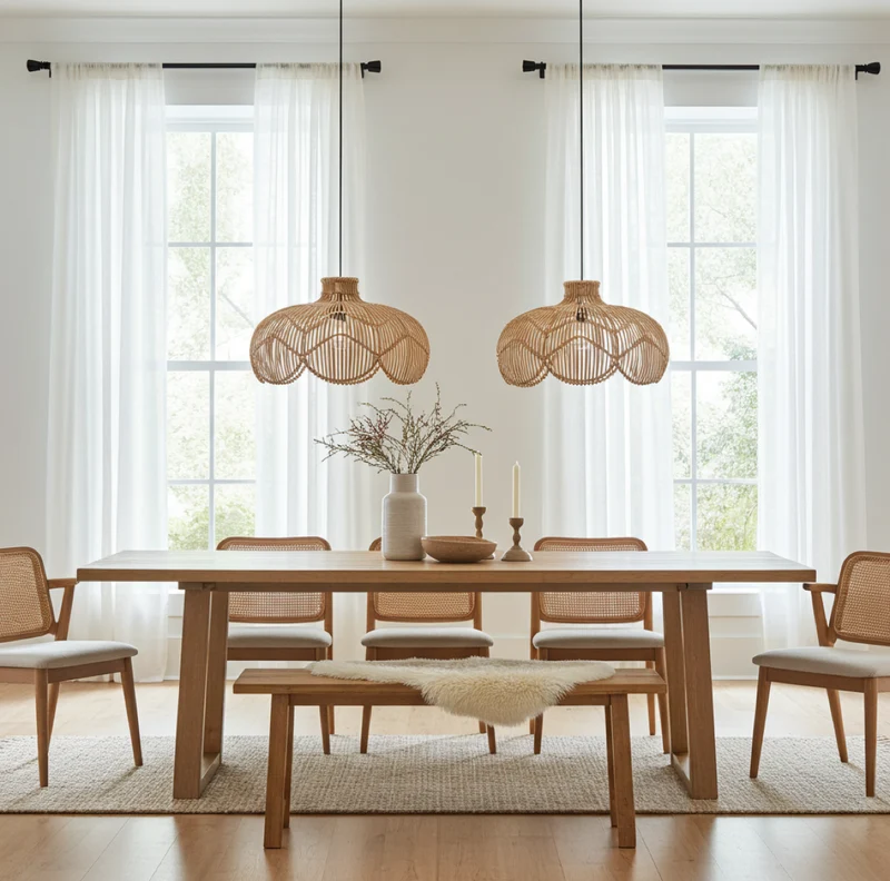 Hängende Rattan Lampe BELLE