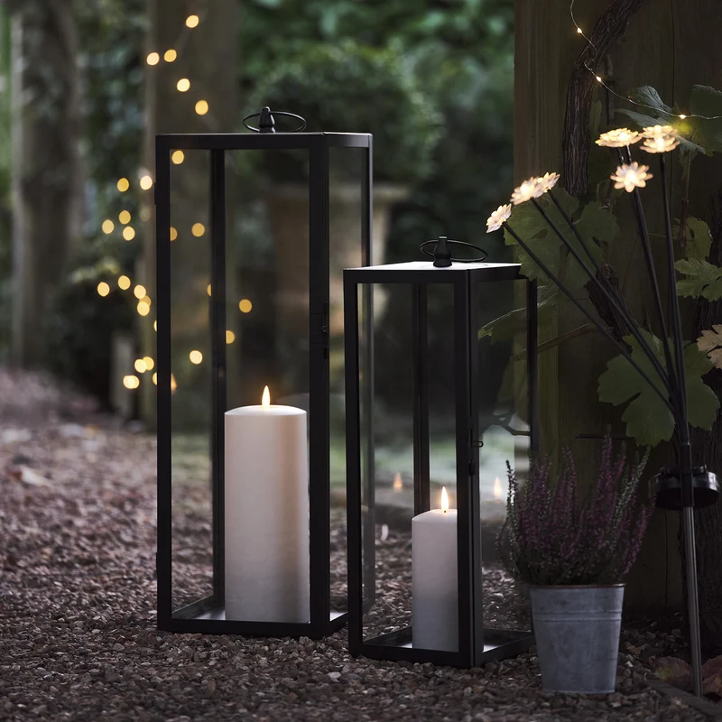 Großes Bowen Gartenlaternen Duo mit TruGlow® Outdoor Kerze