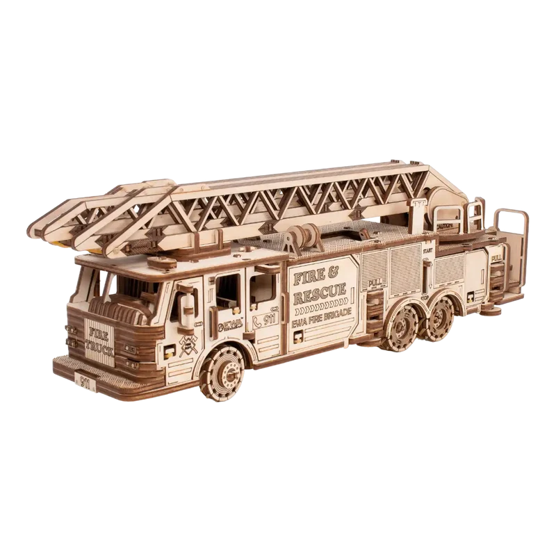 3D-Holzpuzzle Mechanisches Feuerwehrauto