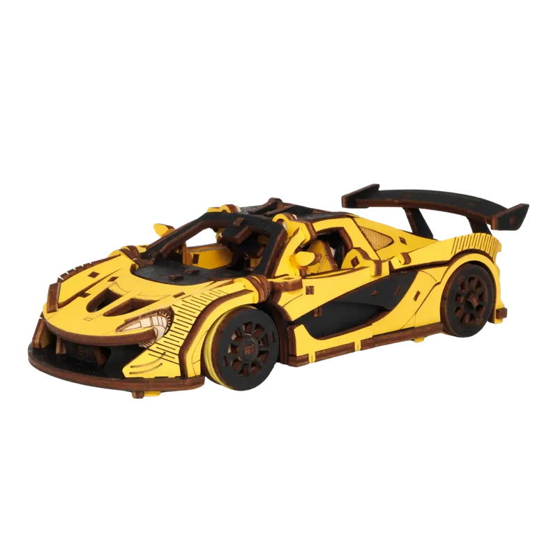 3D-Holzpuzzle Racing Car gelb