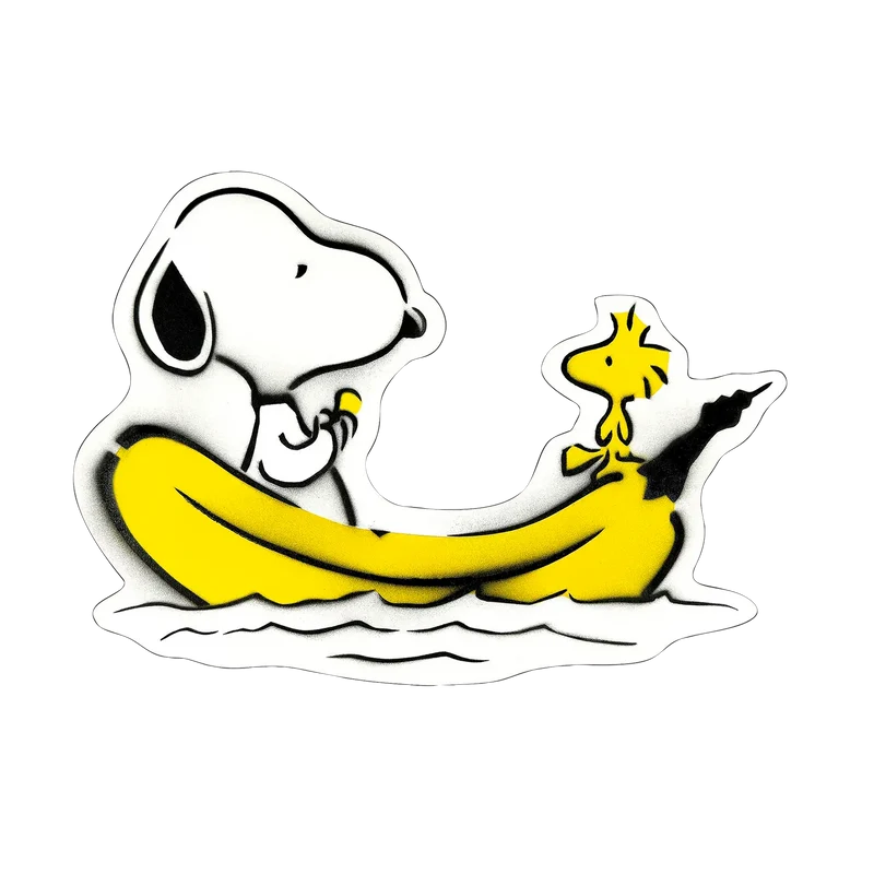 Wandobjekt "Cut Out Snoopy & Woodstock Banane"