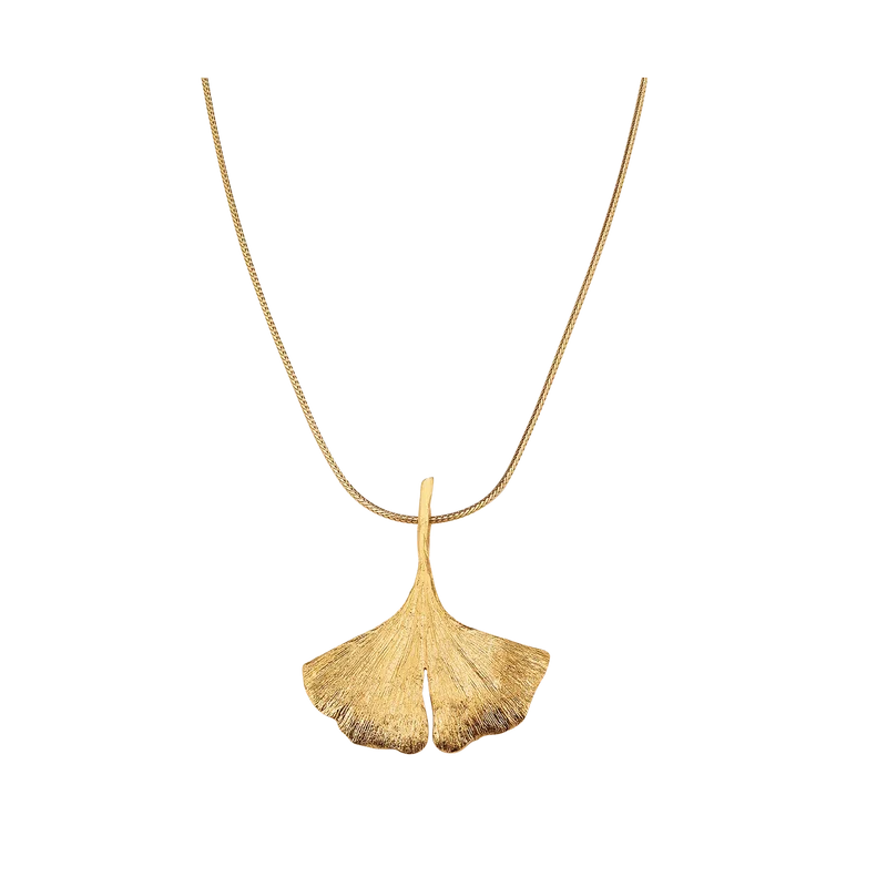Ginkgo-Collier in 925er-Sterlingsilber, vergoldet