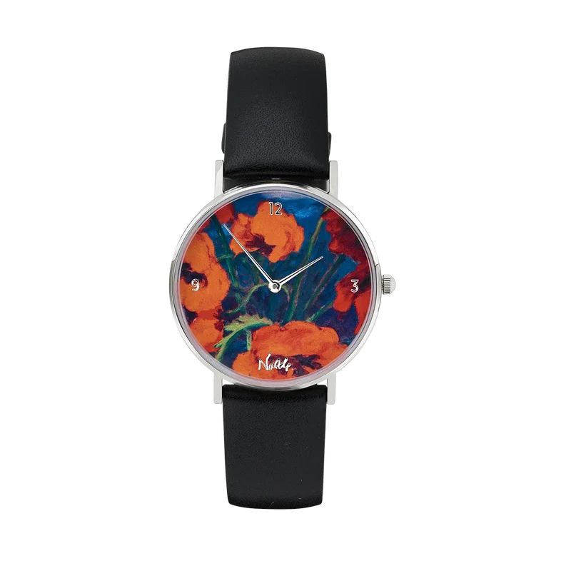 Künstler-Armbanduhr "Großer Mohn" (rot, rot, rot)