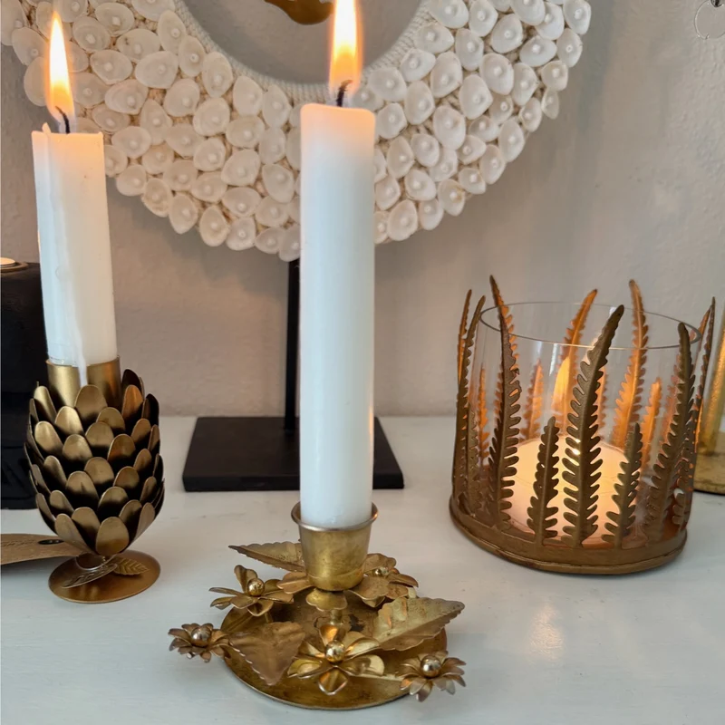 Kerzenhalter Alice – goldener Boho Kerzenständer von Imbarro