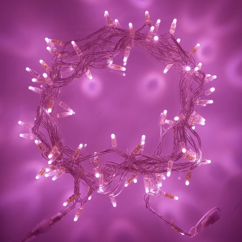 Core Connect 50m 500er LED Lichterkette pink koppelbar transparentes Kabel