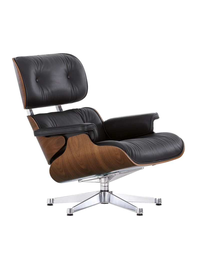 Sessel | Lounge Chair - Walnuss dunkel pigmentiert mit Sternfuß verchromt