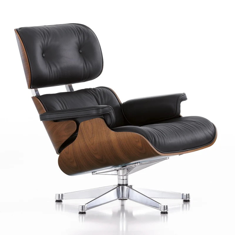 Sessel | Lounge Chair - Walnuss dunkel pigmentiert mit Sternfuß verchromt
