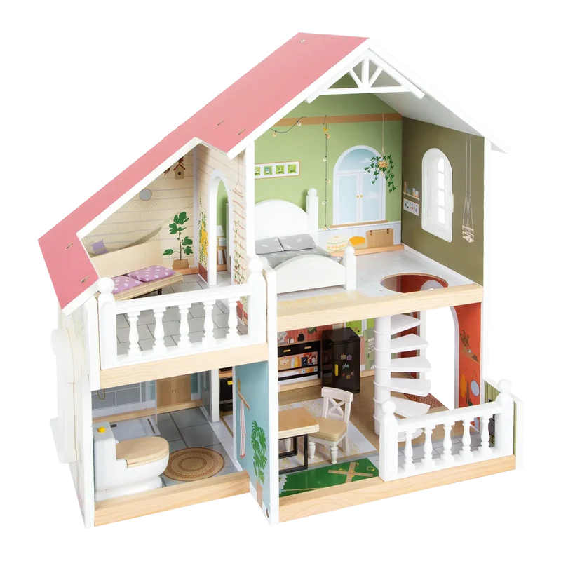 Puppenhaus aus Holz mit Zubehör