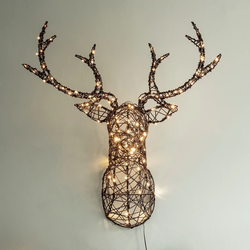 LED Weihnachtsdeko Hirschgeweih aus Rattan