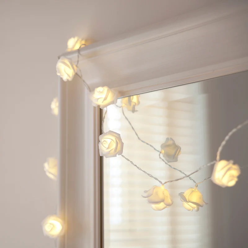 30er LED Rosen Lichterkette warmweiß